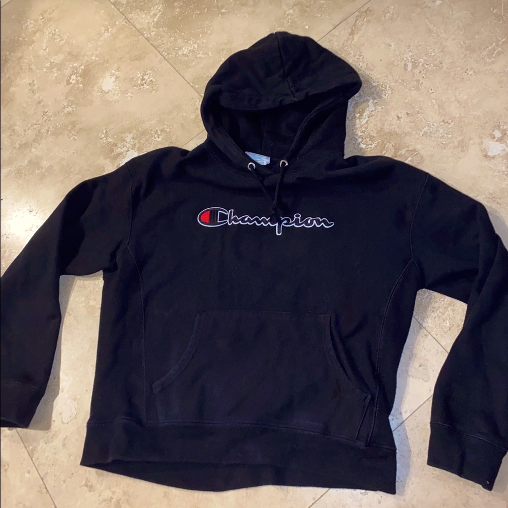 black champion sweatshirt reverse weave black